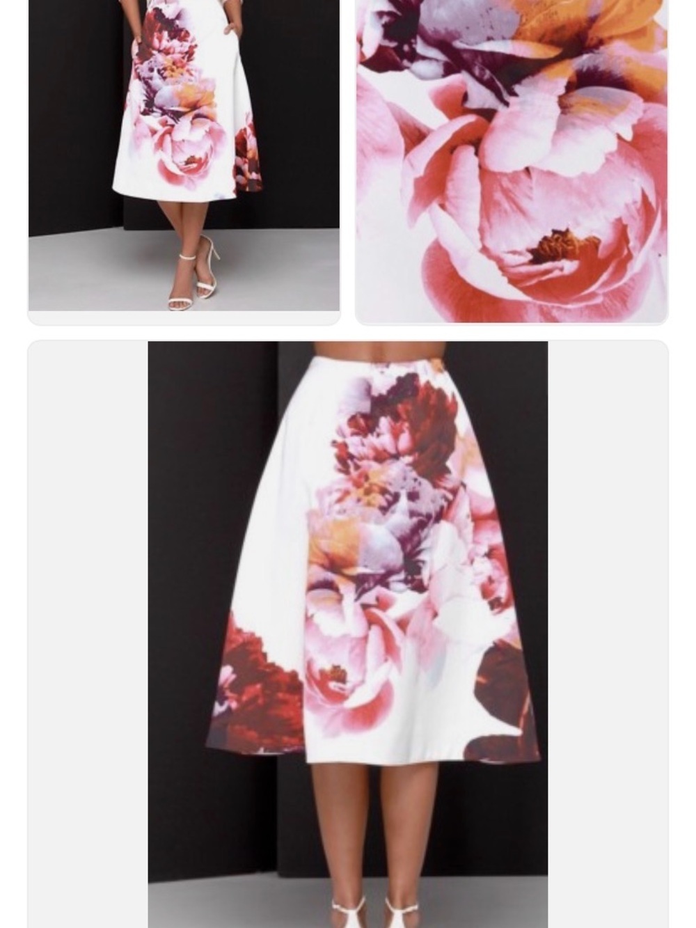 Keepsake Night After Night Ivory Floral Print Midi Skirt
